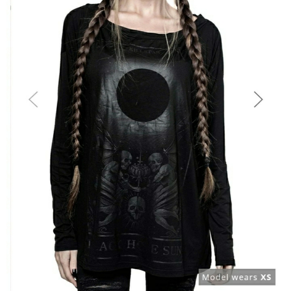 Killstar Black Sun Boatneck Long Sleeve Shirt XXL